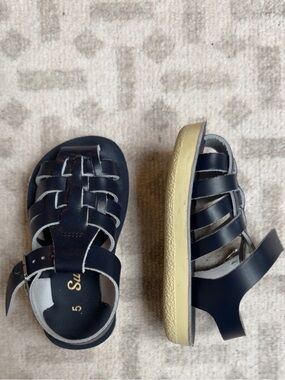 Sun-San Sailor Navy Kids Leather Fisherman Sandals - Size 5